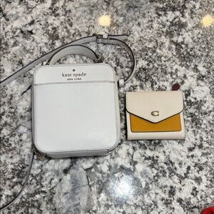 Kate Spade White Crossbody Bag with Gold Accent plus a coach wallet!